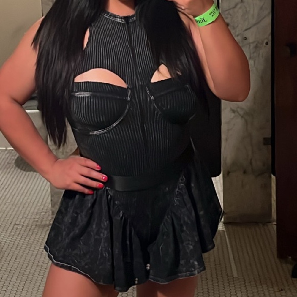 Dolls Kill Black Denim Romper